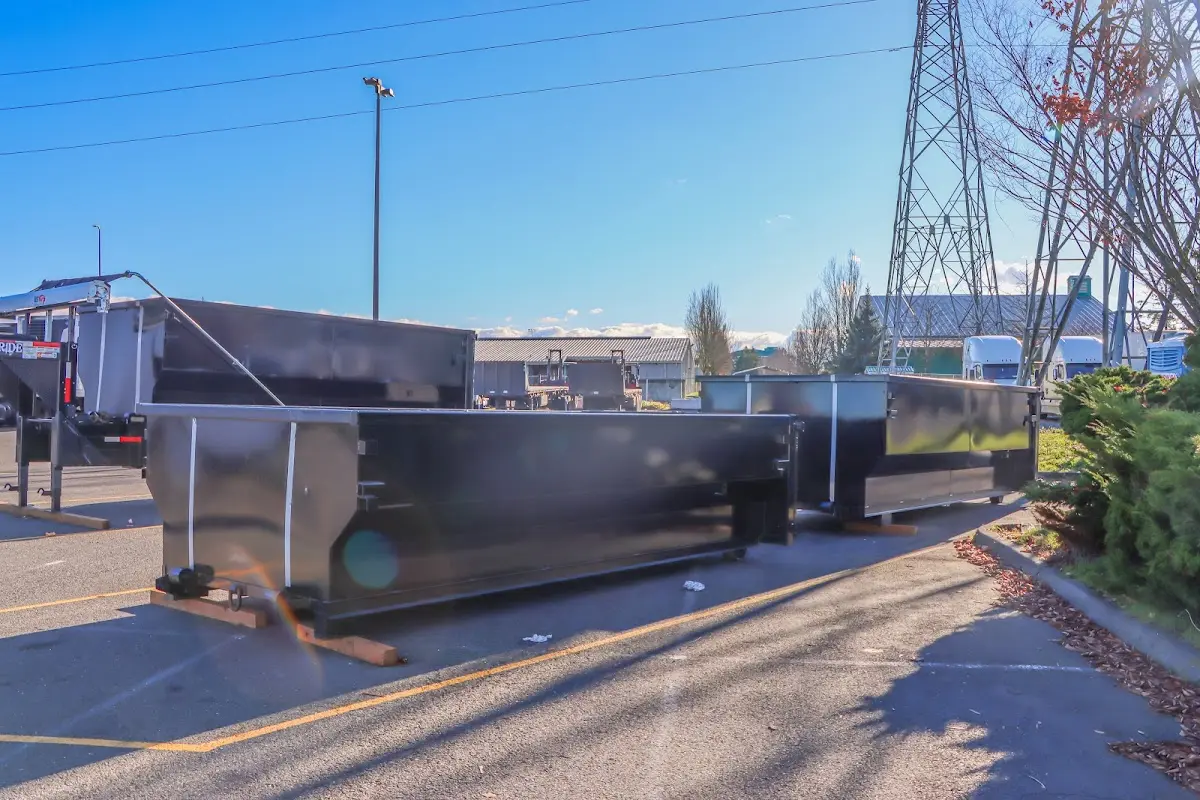Roll-off dumpster ready for waste disposal at job site for 12 Yard Dumpster Rental in Middletown